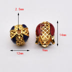 Tulip Metal Beads 14mm Cloisonne Enamel Detailed 50pcs 3
