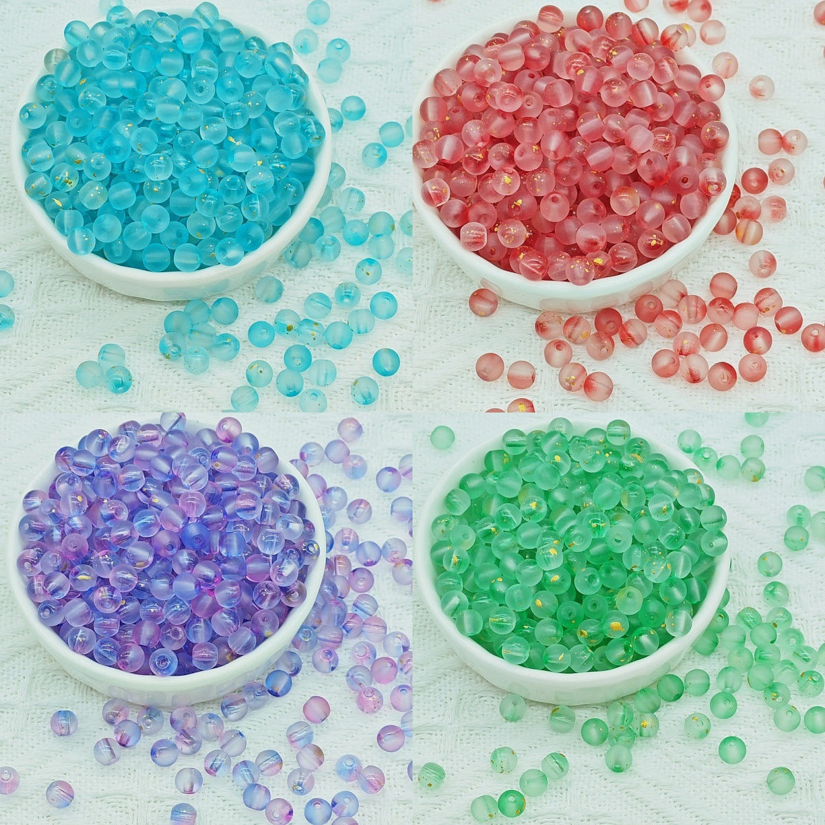 Frosted Round Glass Beads 6mm Pastel Colors with Gold Flecks 50pcs