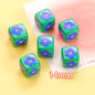 Plaid Sunflower Square Acrylic Beads 14mm Colorful Floral 10pcs 15