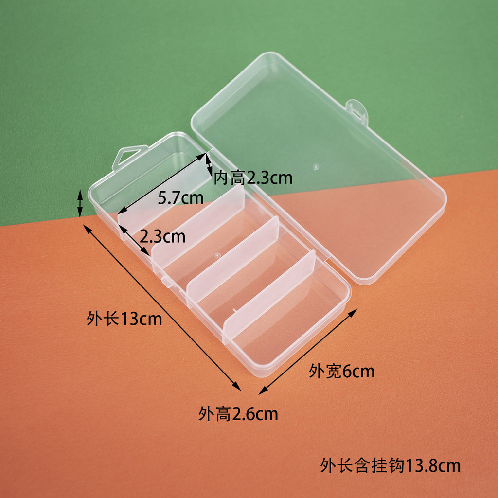 Clear Plastic Organizer Boxes Slim 5 Compartment 13cm 4pcs 2