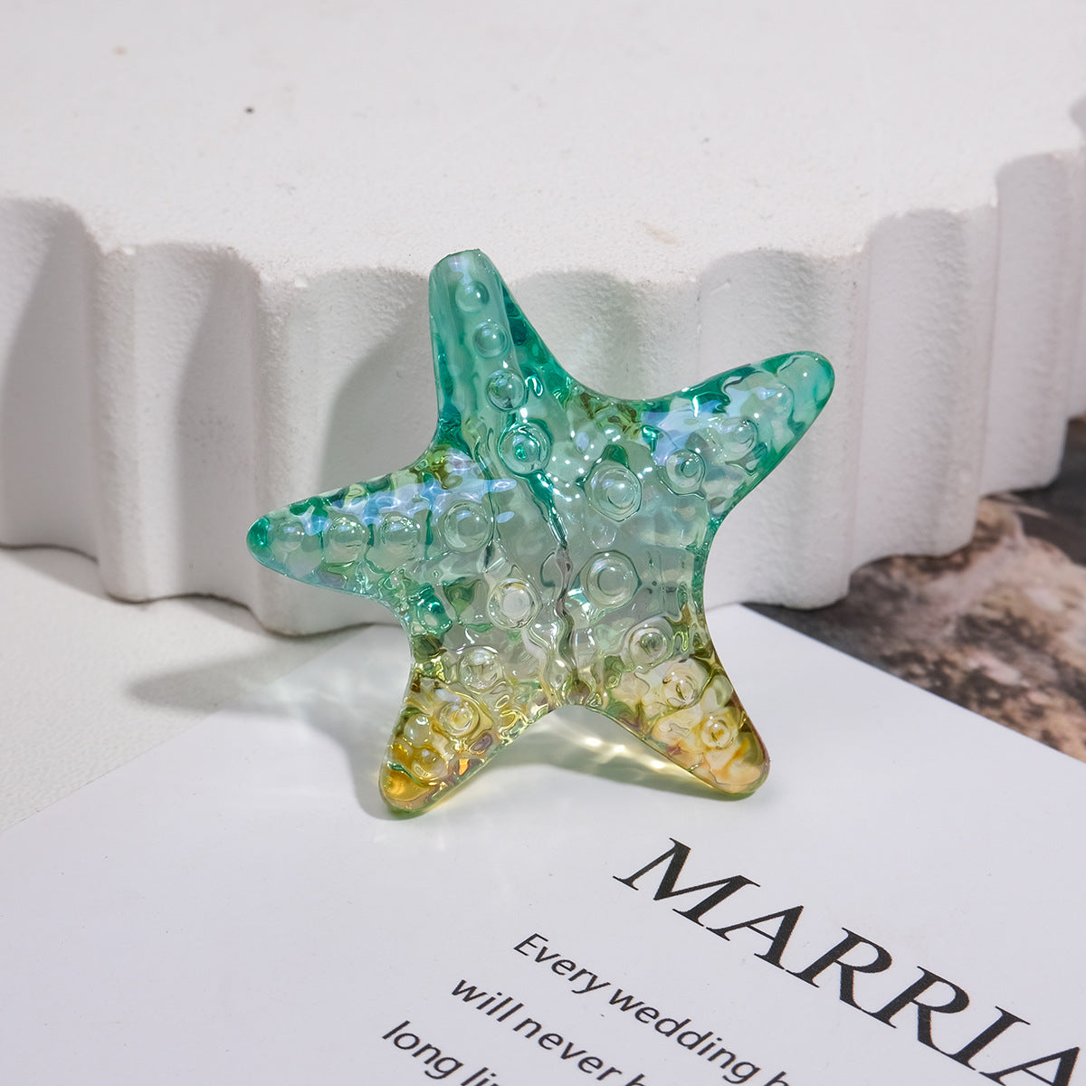 Transparent Gradient Starfish Acrylic Beads 35mm Colorful Textured 10pcs 9