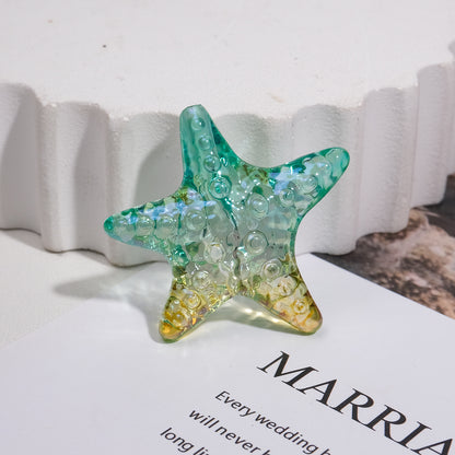 Transparent Gradient Starfish Acrylic Beads 35mm Colorful Textured 10pcs 9