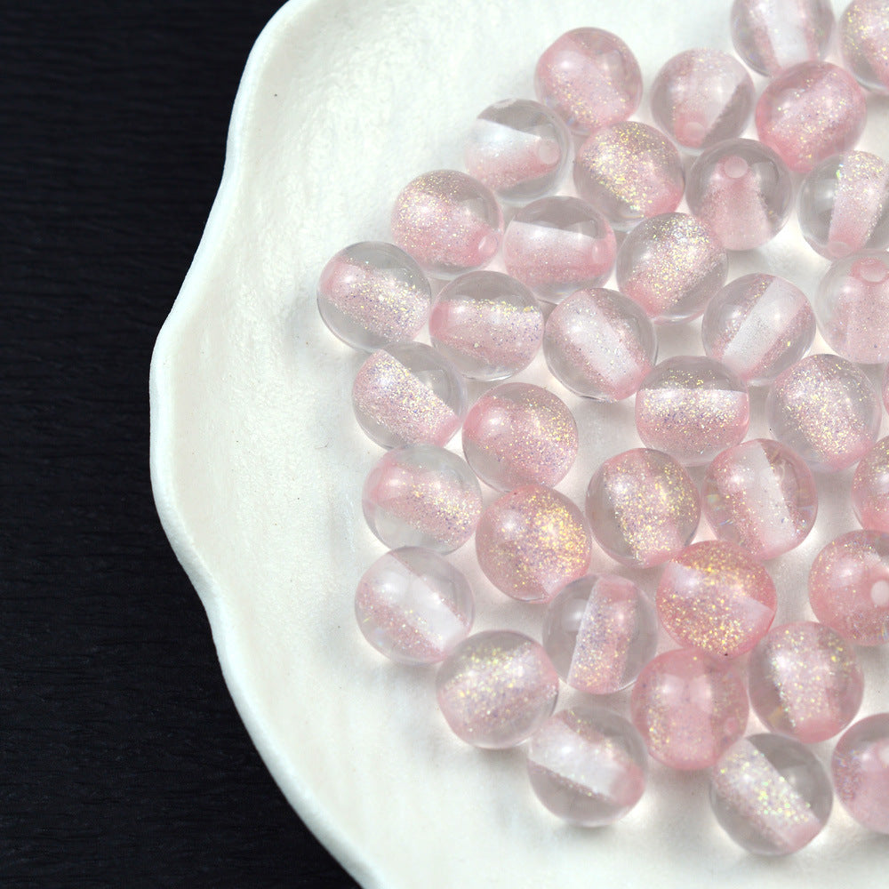 Dyed Core Glitter Resin Round Beads 8-16mm Mixed Colors 10pcs 3