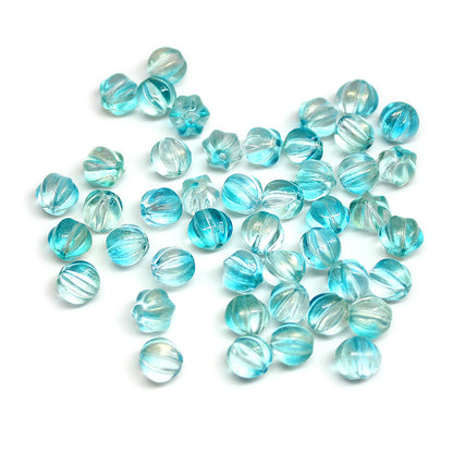 Czech Glass Beads Pumpkin 8mm Pastel Glow Grooved 100pcs 5