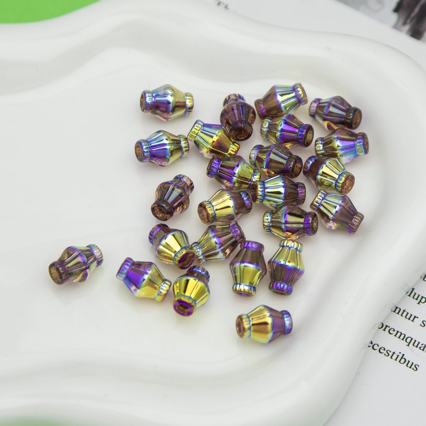 Plated Rhombus Acrylic Beads 13mm Transparent Iridescent 20pcs 15