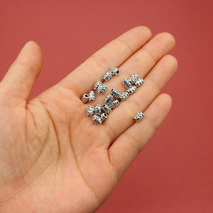 Elliptical Metal Beads 6mm Tibetan Silver Tone Swirl Design 1pc 4