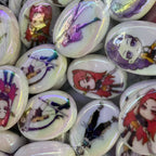 Plating Flat Heart Acrylic Beads Glossy Demon Hunters 50pcs 5