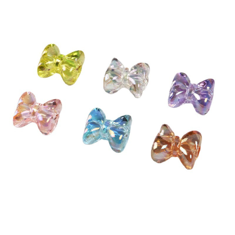 Transparent Plating Bow Acrylic Beads 15.6*14mm Candy Colored 100pcs 3