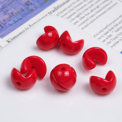 Solid Color Snap-fit Half Sphere Acrylic Beads 12mm Glossy 100pcs 11