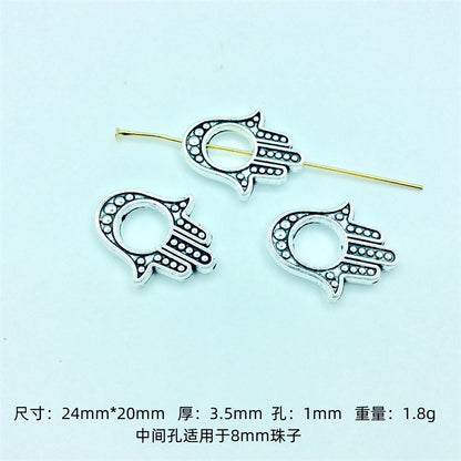 Hamsa Evil Eye Metal Beads Spiritual Silver Black Alloy 100pcs 6
