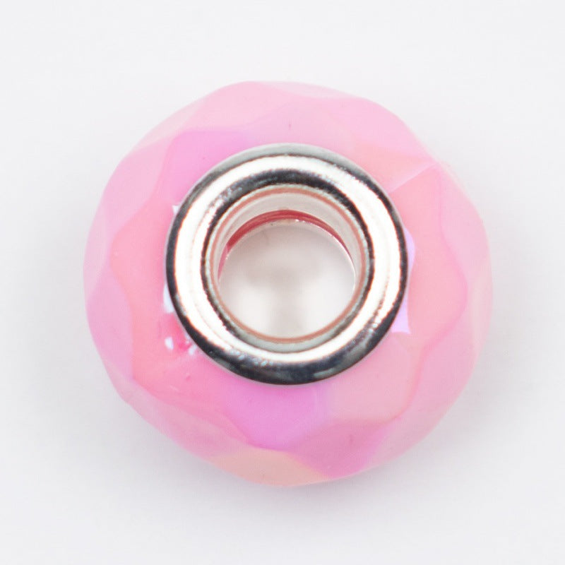 Acrylic Faceted Spacer Beads 15mm UV Plating Large Hole 20pcs 7