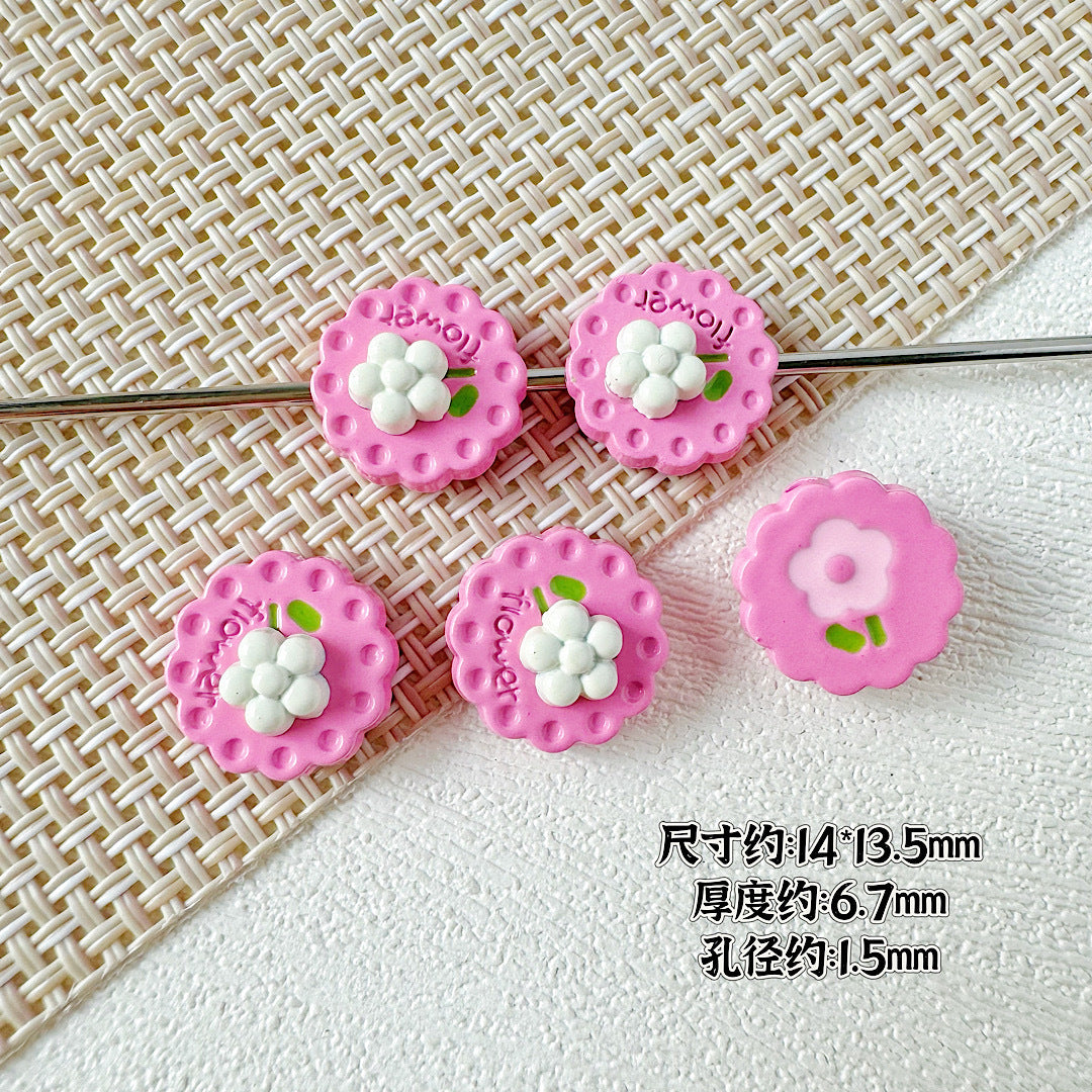 Disc Metal Beads 13mm Baking Painted Rabbit and Flower Alloy 10pcs 22