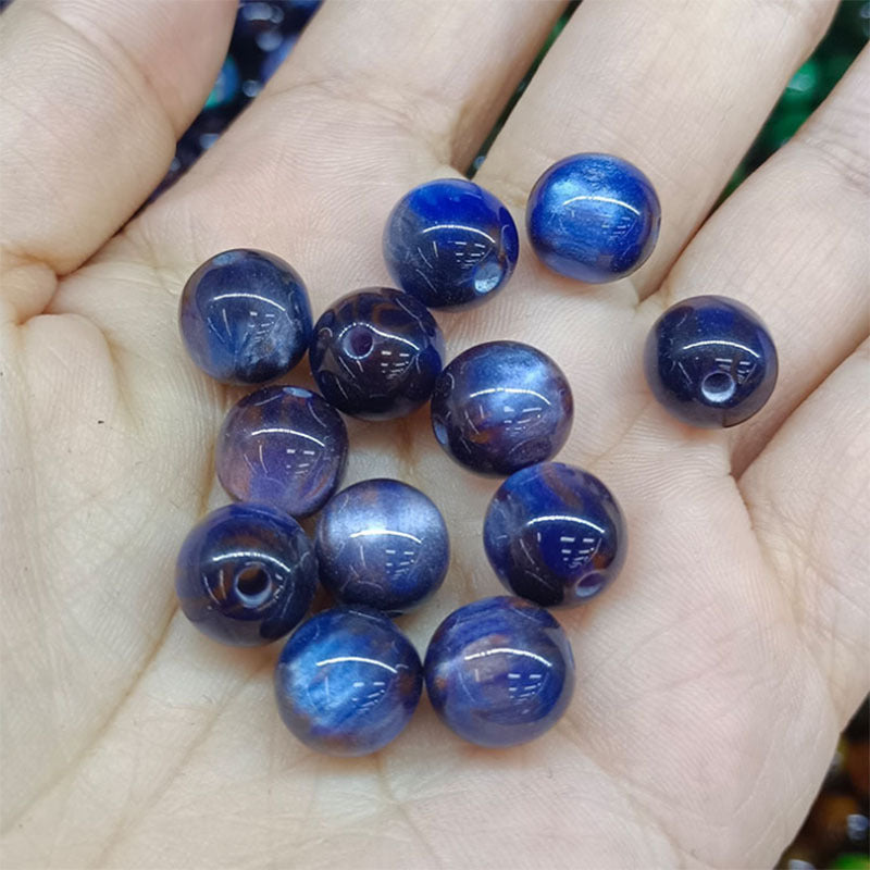 Gradient Resin Beads 16mm Round Dark Ocean Colors Glossy 20pcs 2