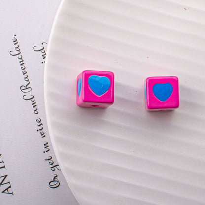 Warm Winter Color Series Heart Acrylic Square Beads 12.5mm 20pcs 15