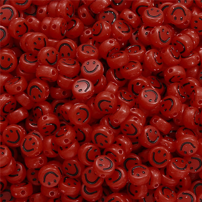 Smiling Face Flat Acrylic Beads 7x4mm Colorful Mixed 200pcs 7