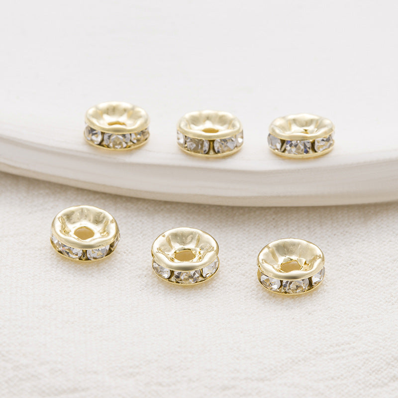 Rhinestone Brass Ripple Spacer Beads 4-10mm 100pcs 2
