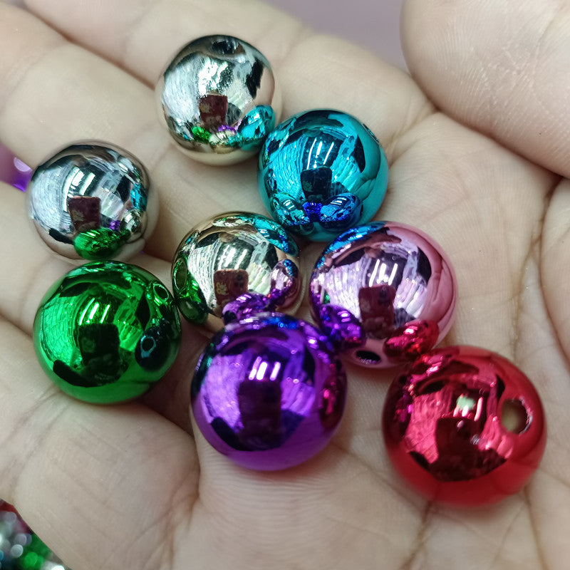 Plating Round Acrylic Beads 16mm Metallic Color Mirror Shine 100pcs