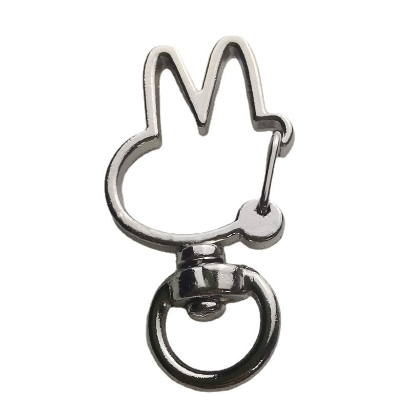 Spray Painted Bunny Head Zinc Alloy Buckle Keychain Clasps 20pcs 4