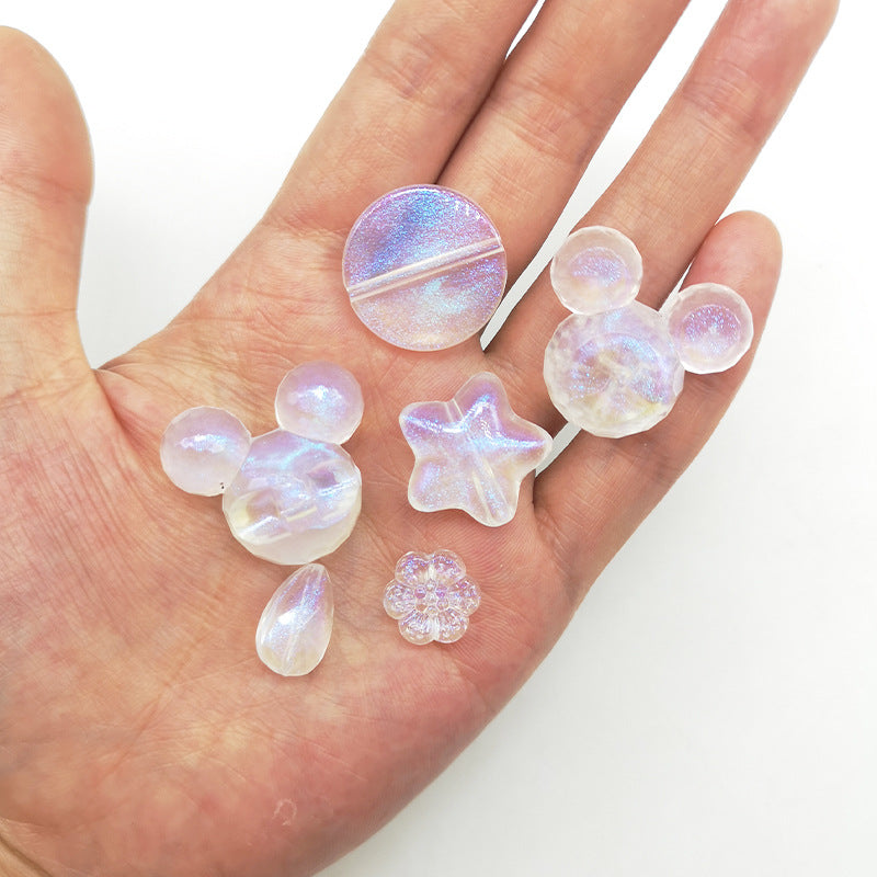 Transparent Aurora Laser Acrylic Beads Iridescent Mixed Shapes 2pcs 4