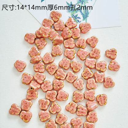 Tiny Butterfly Ceramic Beads 14mm Fambe Glaze Glossy 10pcs 9