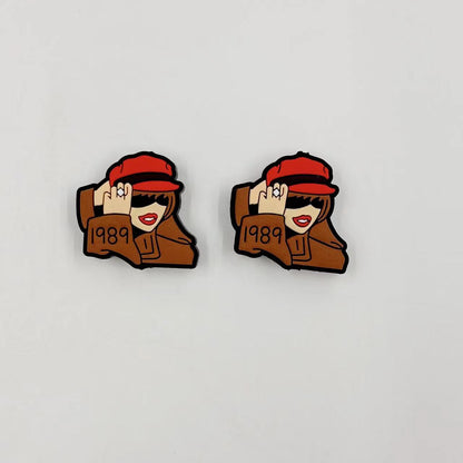 Silicone Focal Beads Taylor Swift Red Lips Vintage Hats 20pcs 7