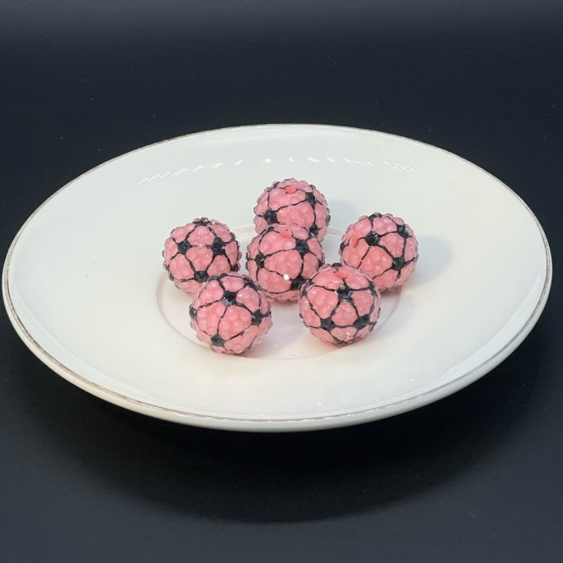Football Patterned Rhinestone Bubblegum Beads 16mm 20mm 25pcs 6