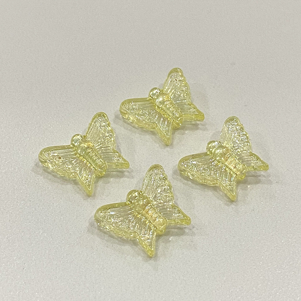 Transparent Butterfly Acrylic Beads 16mm UV Plating Summer 30pcs 6