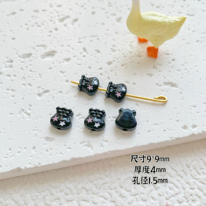 Round Metal Beads Baking Painted Smiling Chocolate Series 20pcs 19
