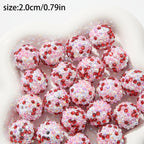 Rhinestone Bubblegum Beads 20mm Bright Red Pink Sparkle 10pcs 4
