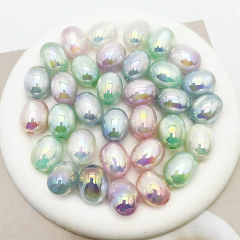 Plated Oval Acrylic Beads 20mm Imitation Pearl Pastel Shimmer 25pcs
