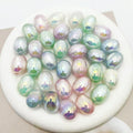 Plated Oval Acrylic Beads 20mm Imitation Pearl Pastel Shimmer 25pcs