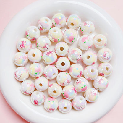 Printed Round Acrylic Beads 15mm Glossy Sanrio Characters 10pcs 10