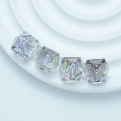Transparent Irregular Faceted Acrylic Square Beads 12mm UV Plating 100pcs 11