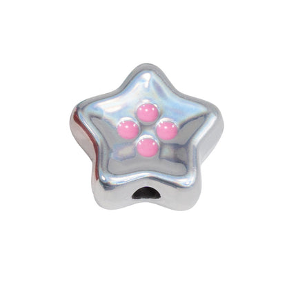 Plating Star and Heart Button Acrylic Beads 11mm Assorted Colors 50pcs 26