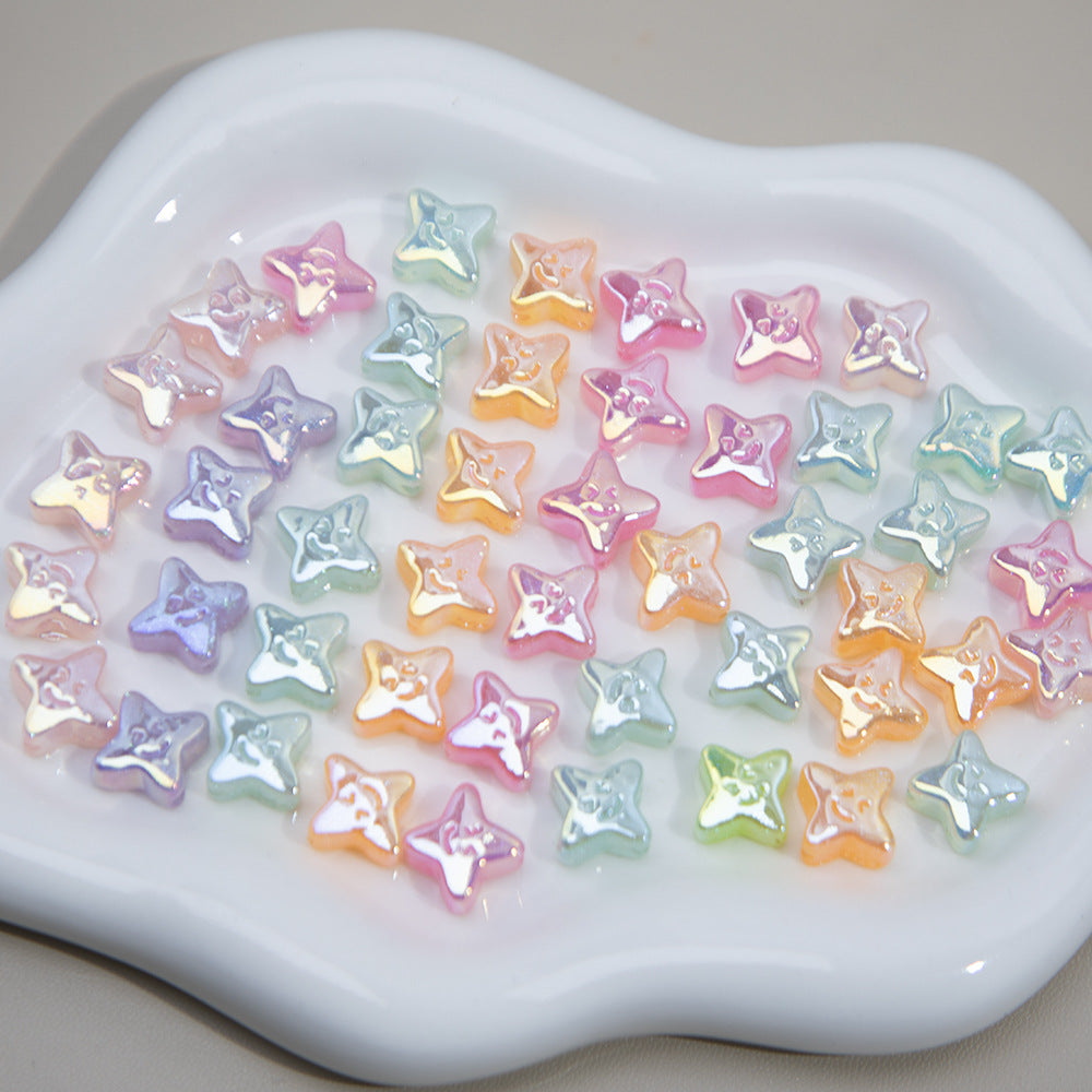Plating Smiley Clover Resin Beads 14x15mm Pastel Mixed Colors 20pcs 5