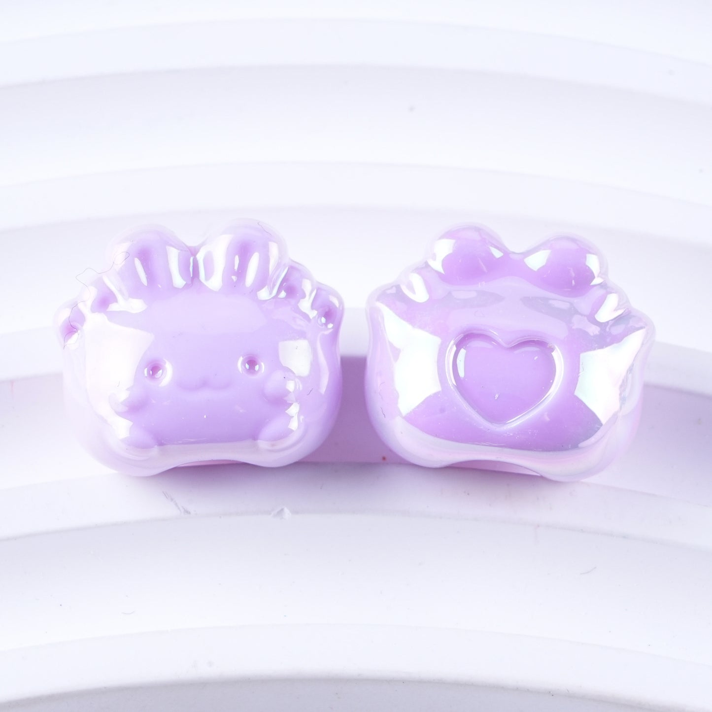 Plated Small Rabbit Acrylic Beads 17mm UV Iridescent Finish 50pcs 11
