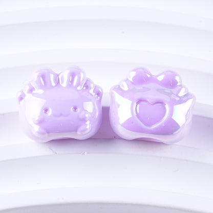 Plated Small Rabbit Acrylic Beads 17mm UV Iridescent Finish 50pcs 11