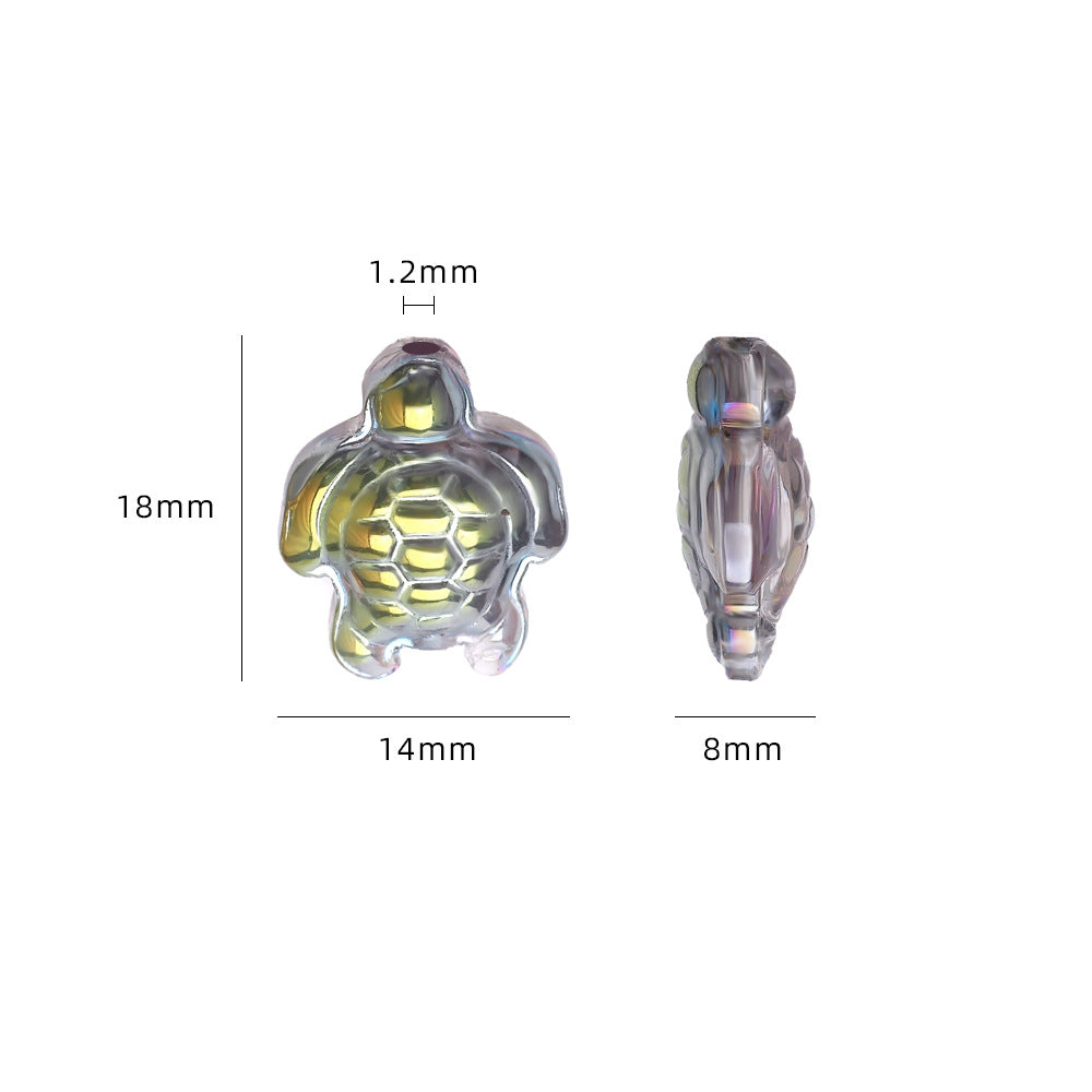 Electroplated Turtle Glass Beads 14X18mm Transparent Rainbow 20pcs 2