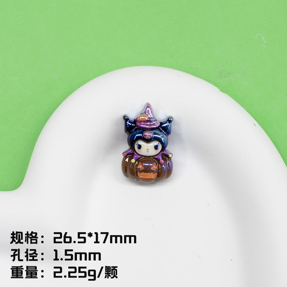Plating Halloween Jack-O'-Lantern Resin Beads Glossy Sanrio 10pcs 12