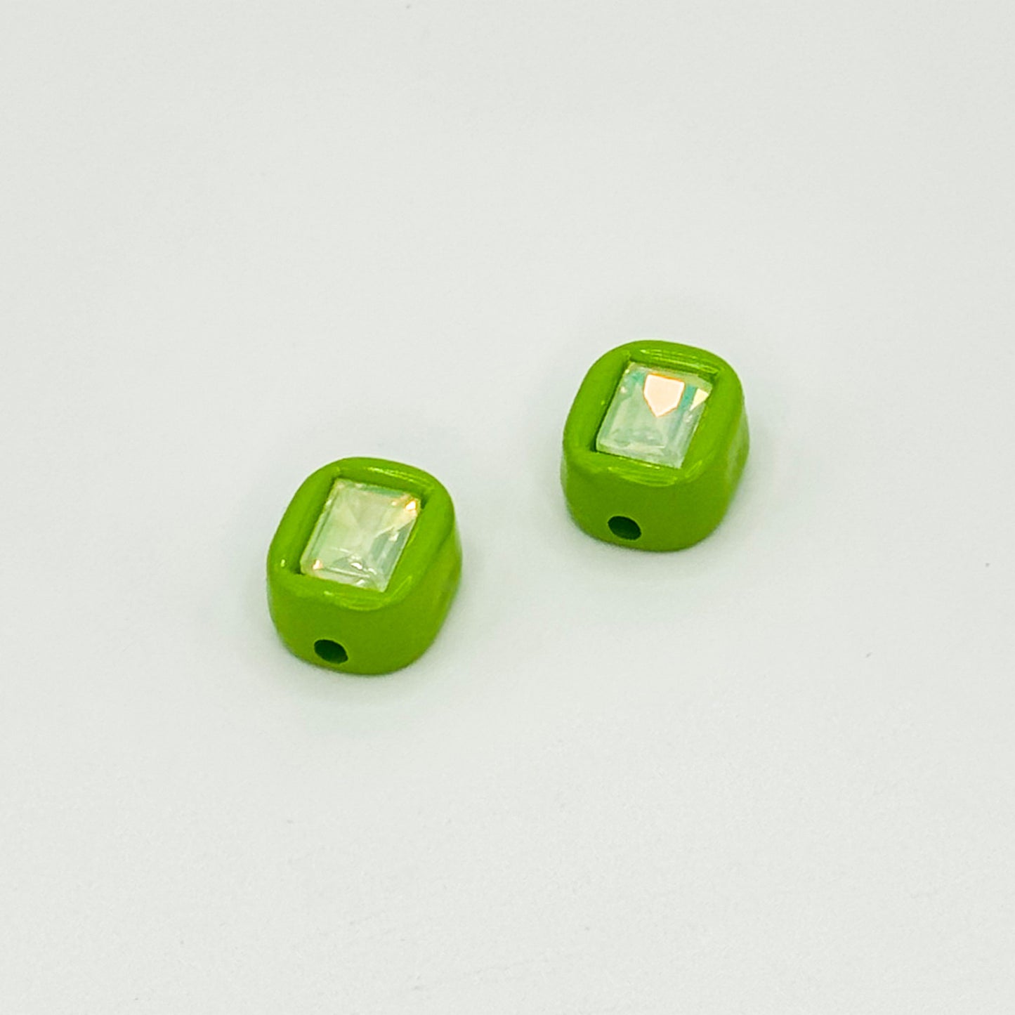 Painted Square Acrylic Beads 14mm Diamond Faceted Mixed Colors 10pcs 9