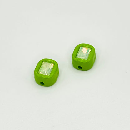 Painted Square Acrylic Beads 14mm Diamond Faceted Mixed Colors 10pcs 9