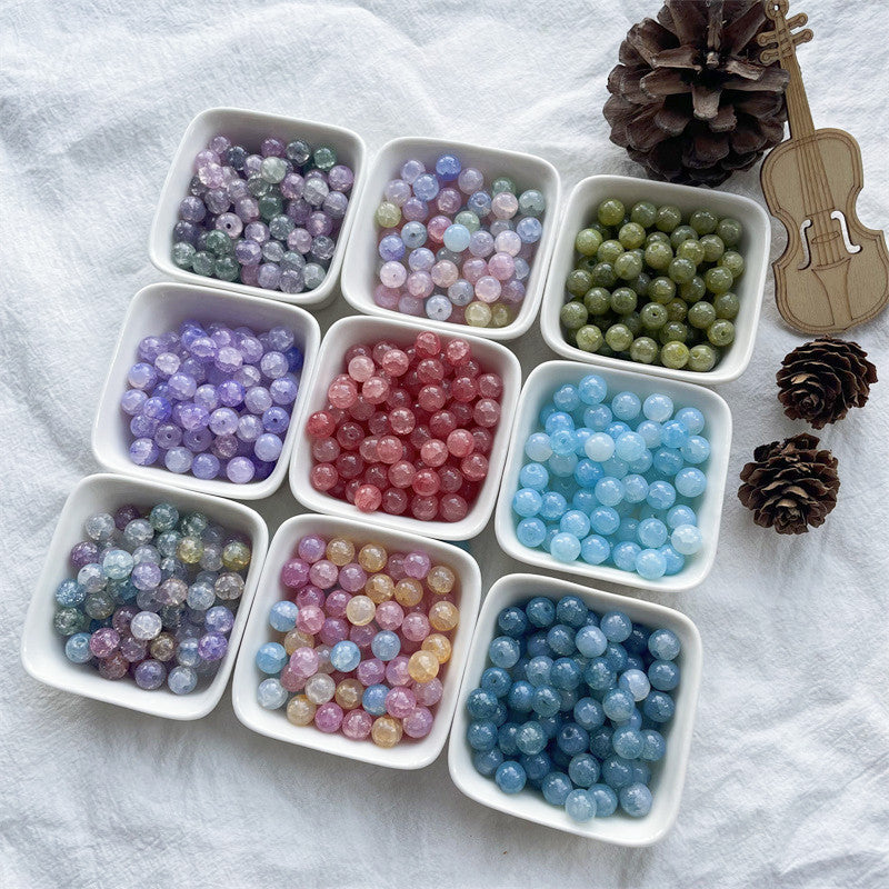 Crackle Glass Beads Round 8mm Textured Shimmer Mixed Colors 50pcs