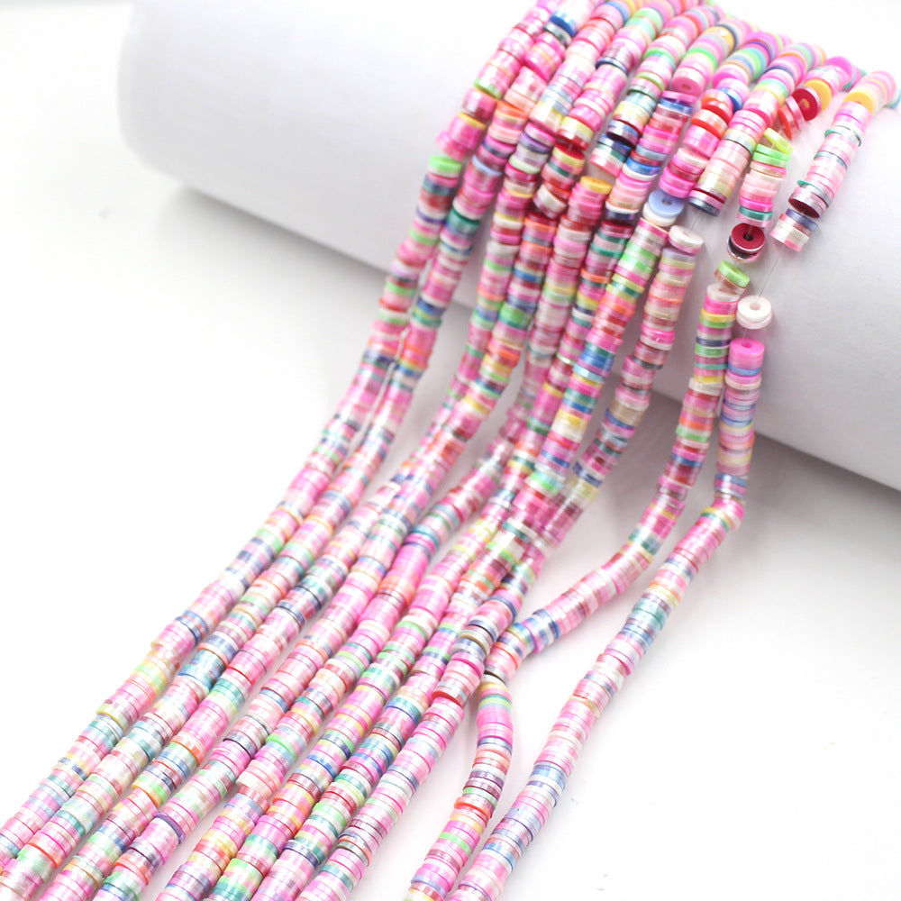 Pearly Lustre Flat Disc Clay Beads 6mm Colorful Pastel 10strands 7