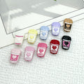 Baking Painted Metal Beads 14mm Milk Tea Mini Cup Design 10pcs