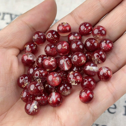 Semi-Transparent Gold Foil Resin Beads 10mm Sparkle Mixed Colors 100pcs 10