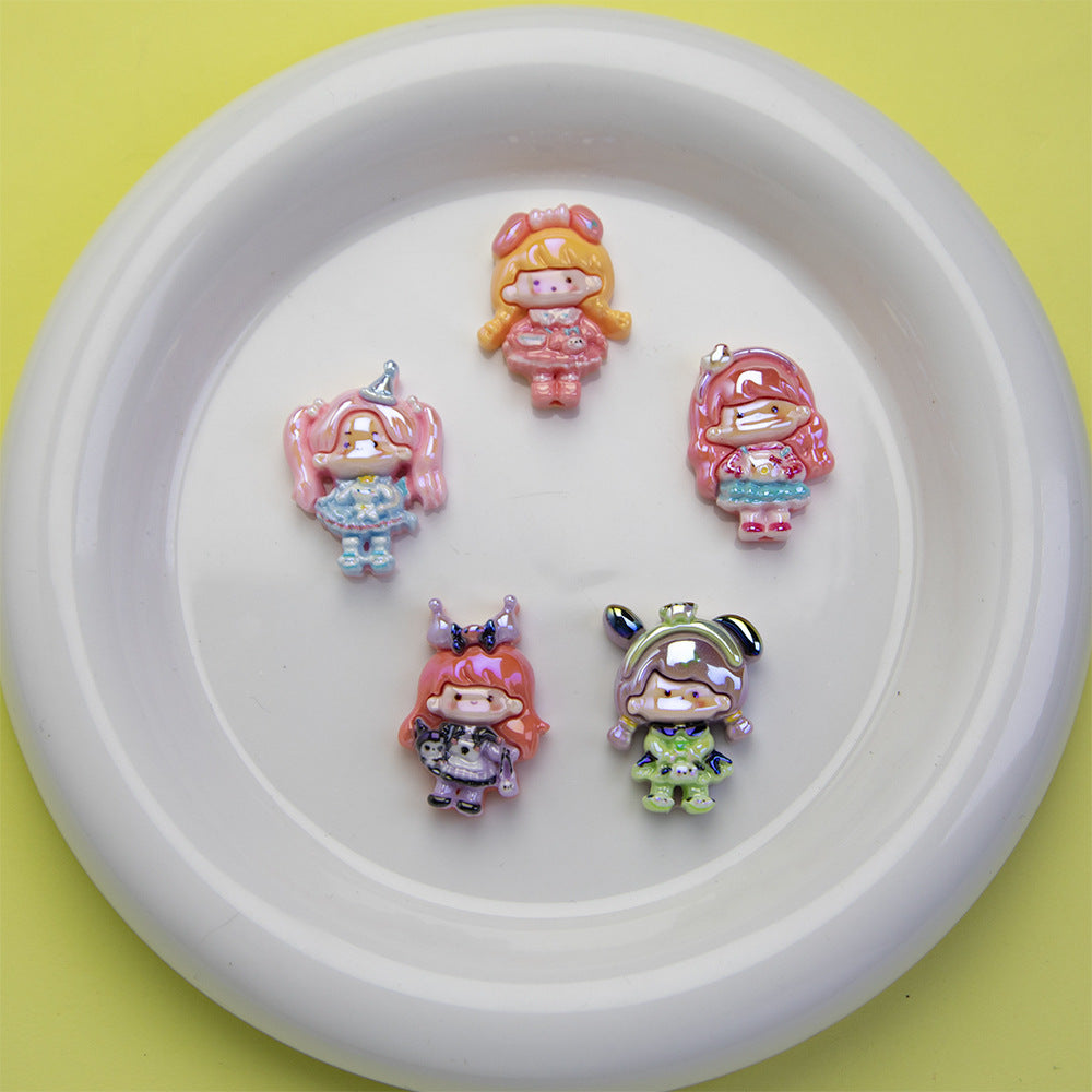 Plating Sanrio Resin Beads Glossy Pretty Girl Series 10pcs 12