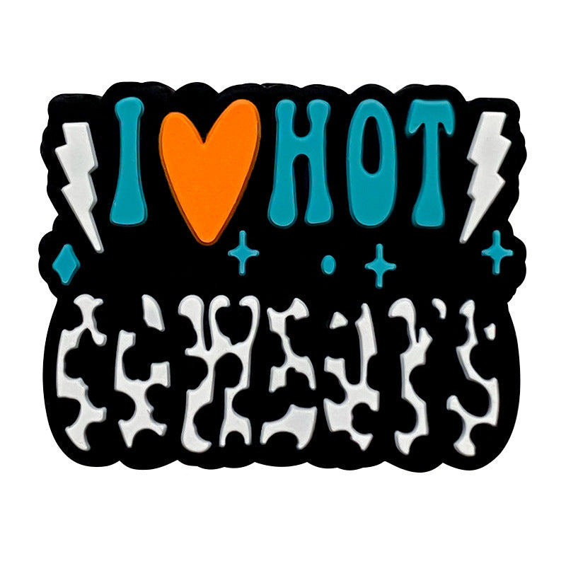 Silicone Focal Beads Bold I Heart Hot Cheeks Lightning Bolt Design 20pcs 6