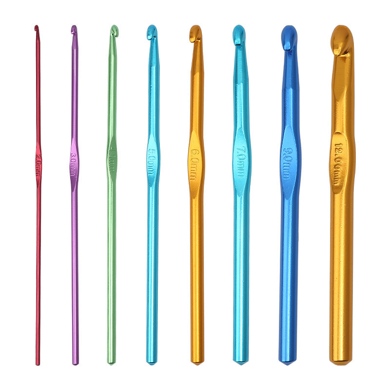 Aluminium Oxide Crochet Needles Variety of Sizes Rainbow Metallic 10pcs 5
