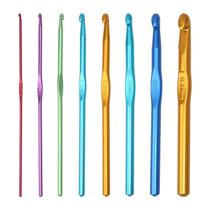 Aluminium Oxide Crochet Needles Variety of Sizes Rainbow Metallic 10pcs 5