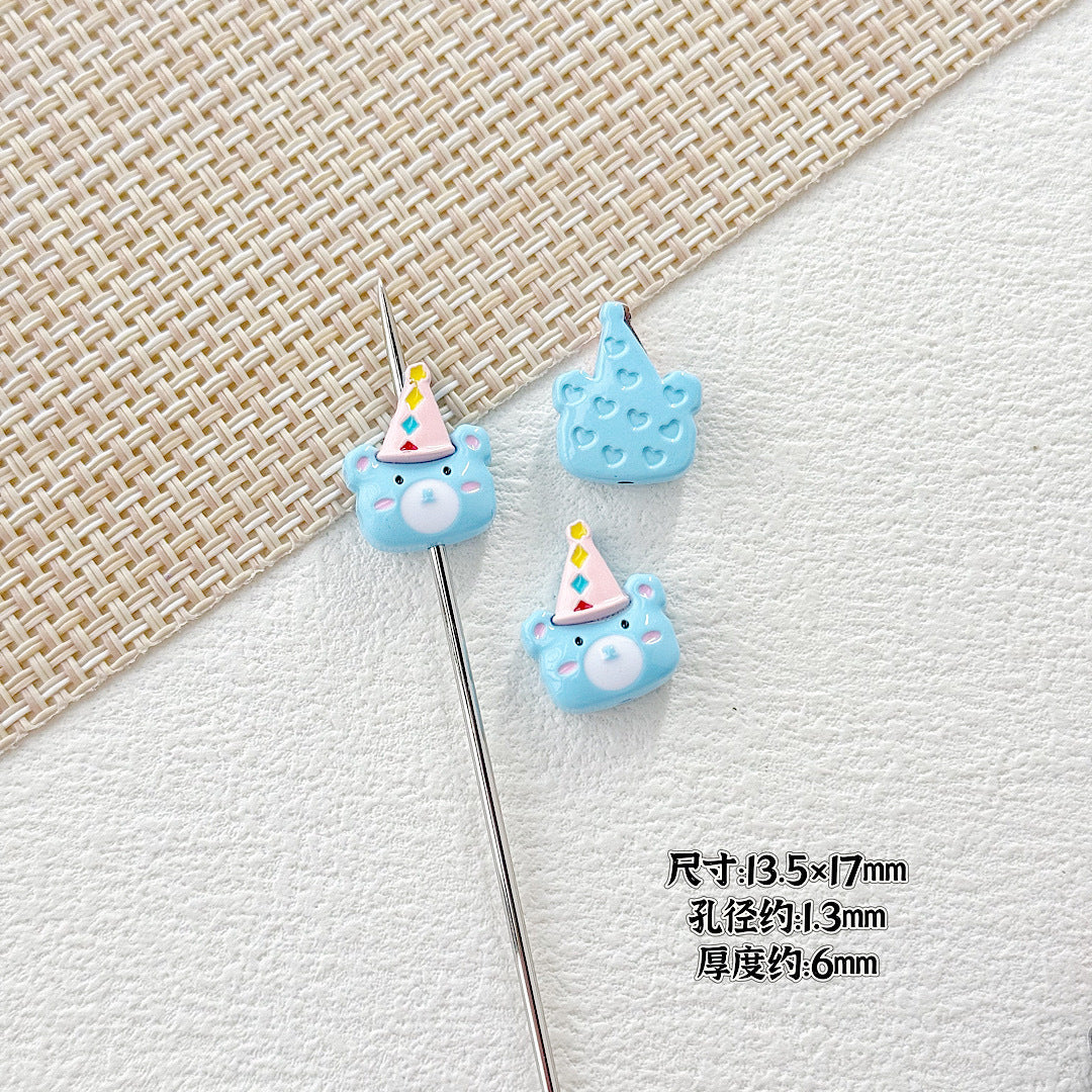 Dolphin and Birthday Bear Metal Beads 15 17mm Painted Alloy 10pcs 15